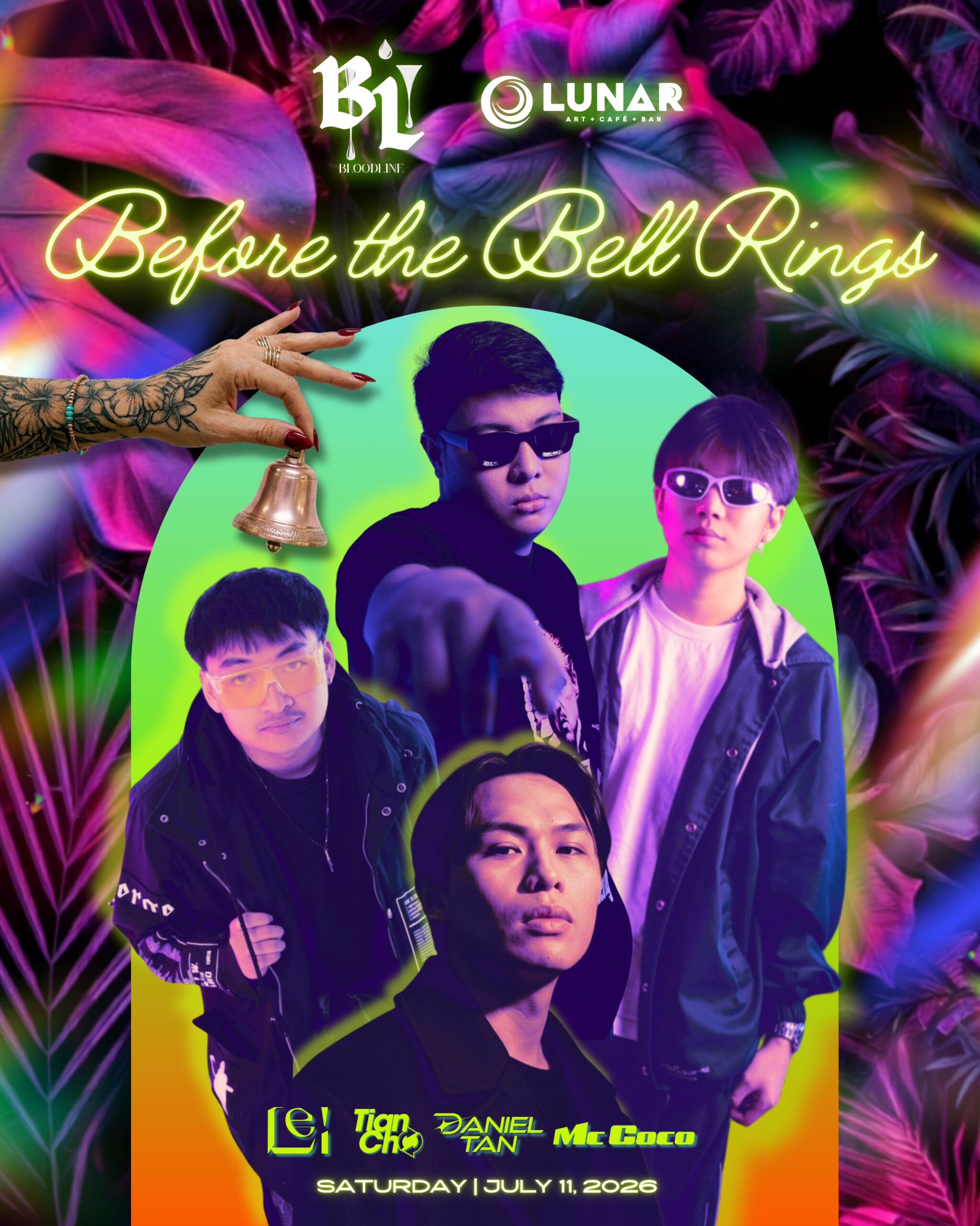 Before The Bell Rings Bacolod event at Lunar featuring DJ Lei, DJ Daniel Tan, DJ Tianchoo, and MC Coco.