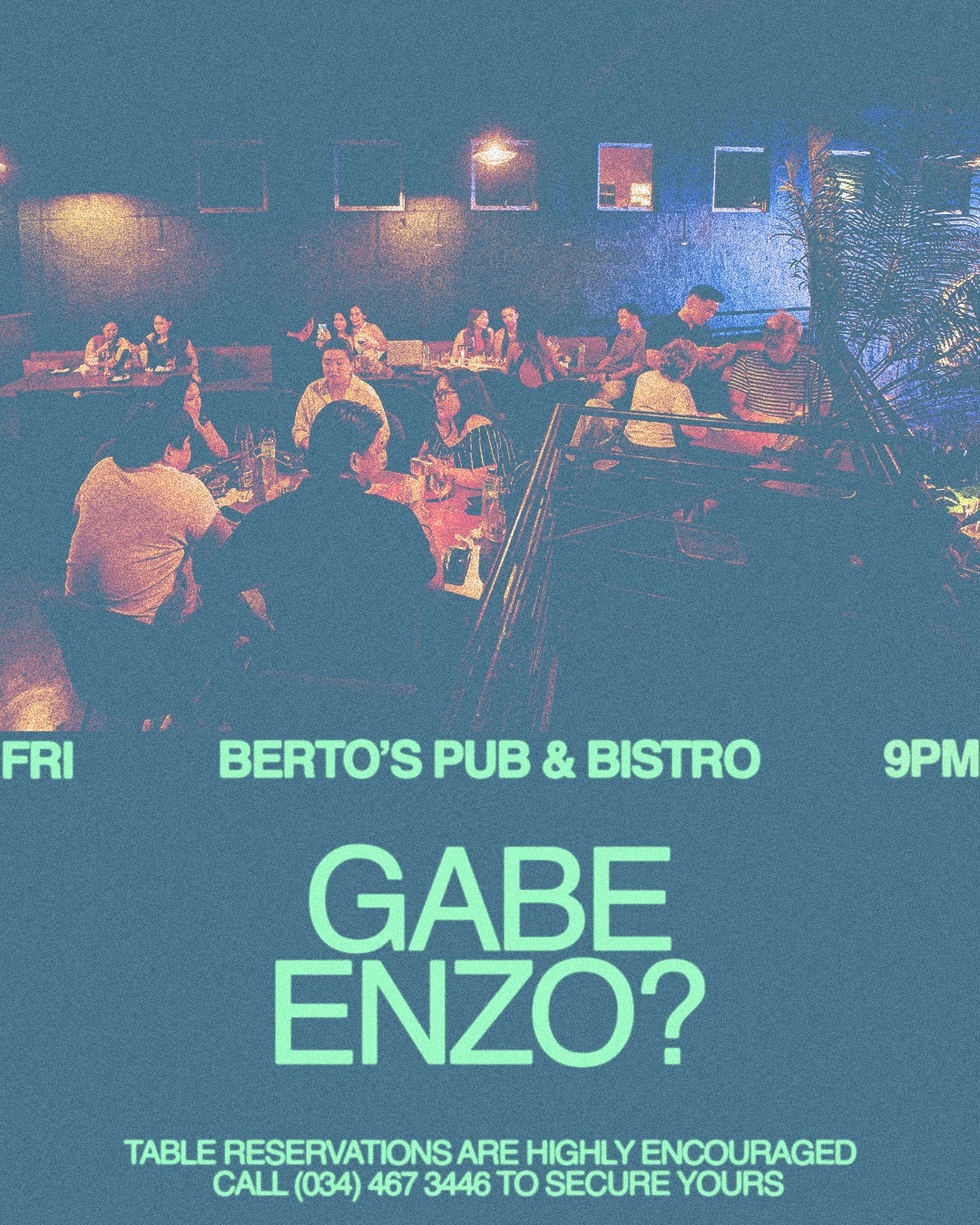 Guests enjoying live music by Gabe Enzo at Berto's Pub & Bistro in Bacolod City.