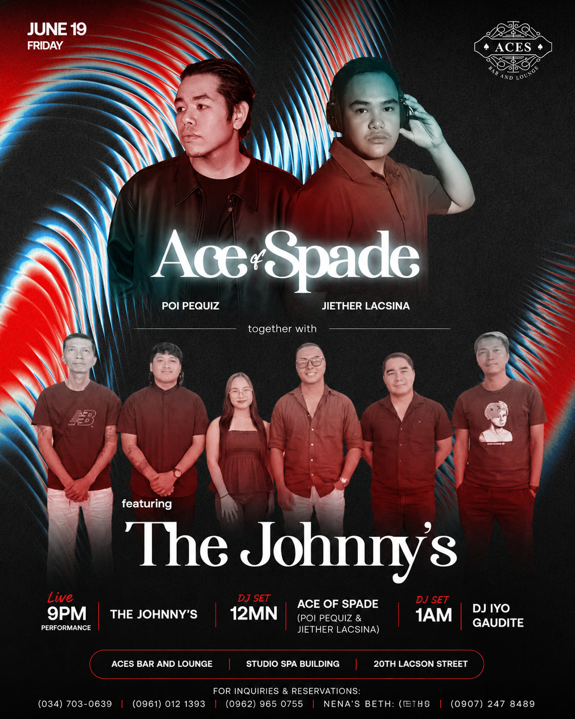 The Johnny's performing live at ACES Bar & Lounge in Bacolod City during a Friday night live music event.