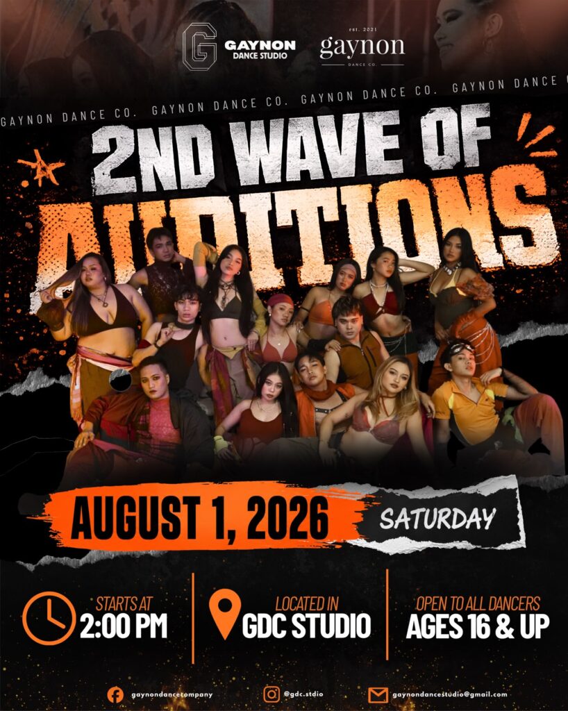 Gaynon Dance Co Auditions Bacolod 2nd Wave poster for August 1 2026 at Gaynon Dance Studio