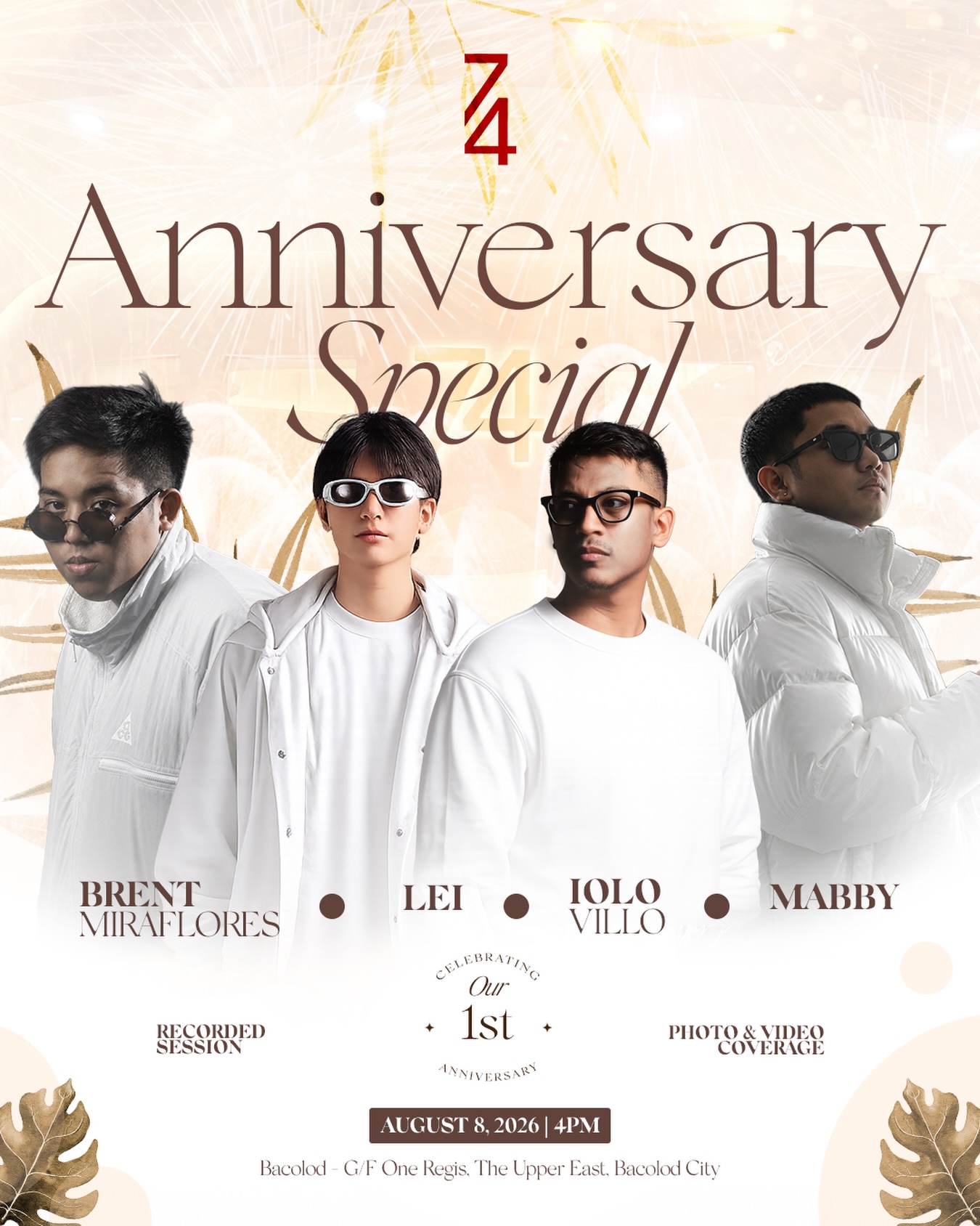 74 Cafe Bacolod 1st Anniversary celebration on August 8 2026 at One Regis The Upper East