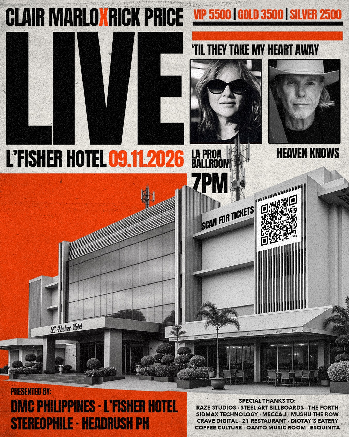 Clair Marlo x Rick Price Bacolod Live concert at La Proa Ballroom L’Fisher Hotel on September 11 2026