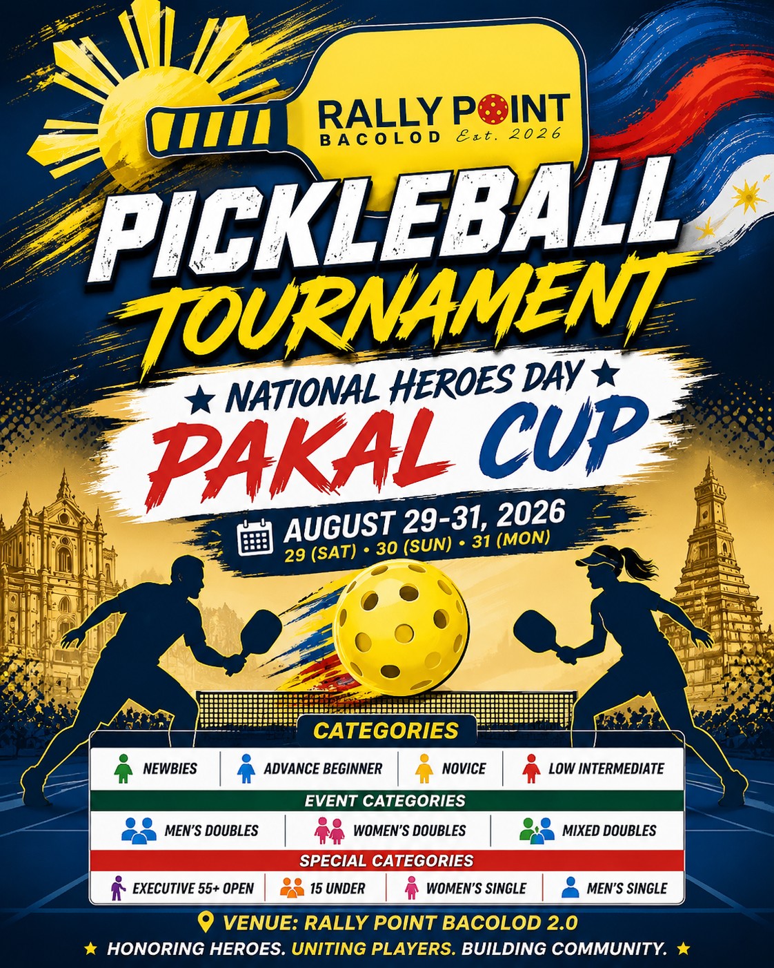 Pakal Cup Bacolod 2026 pickleball tournament at Rally Point Bacolod 2.0 for National Heroes Day