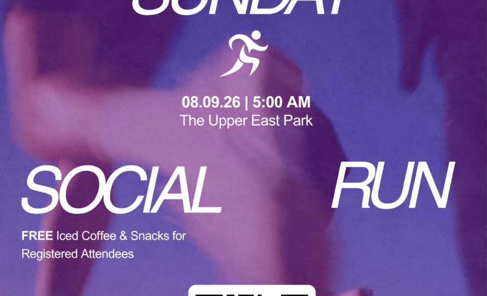 Sunday Social Run Bacolod at The Upper East Park on August 9 2026 with free iced coffee and snacks