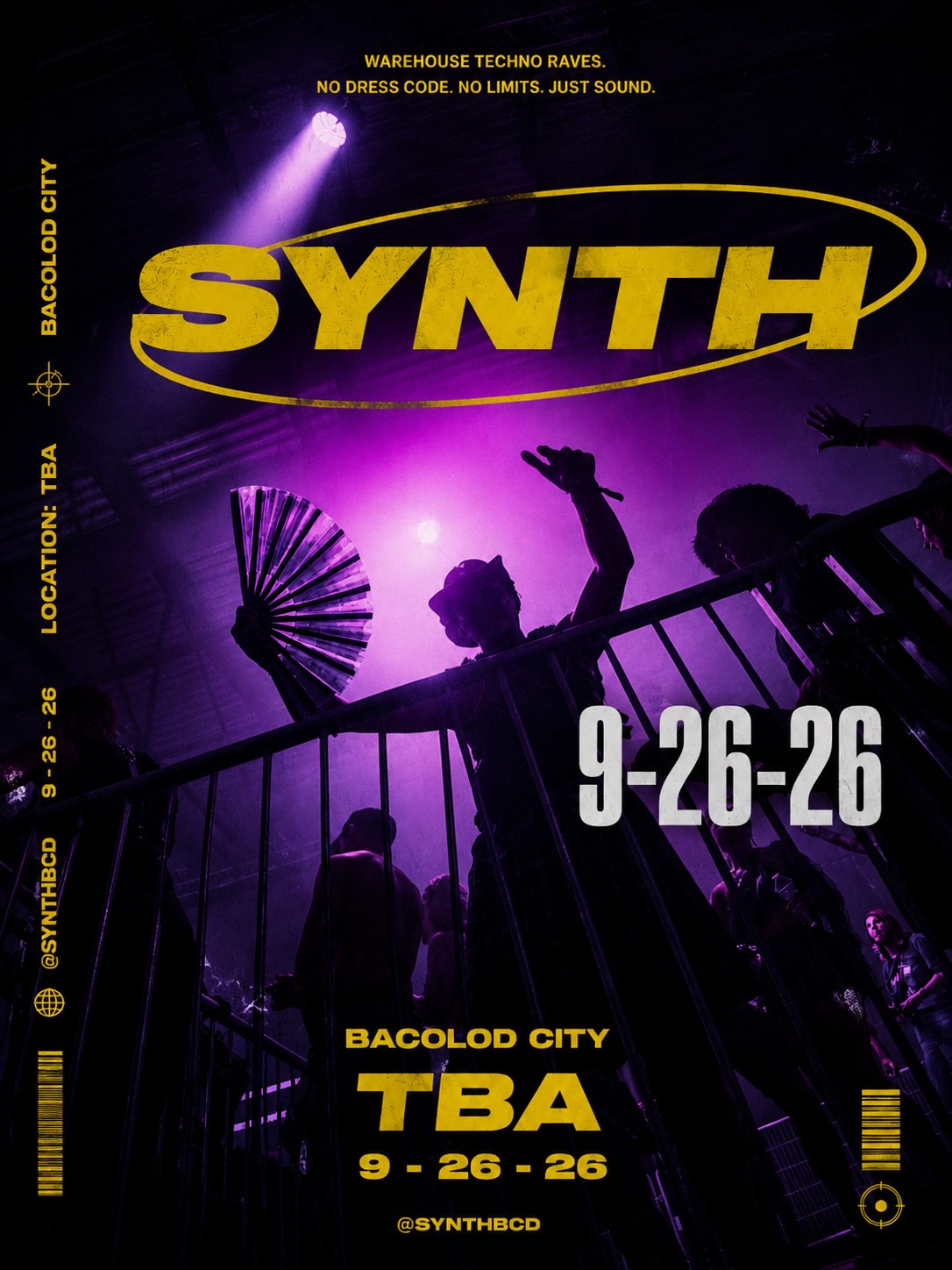 SYNTH Bacolod warehouse techno rave happening on September 26 2026 with location to be announced