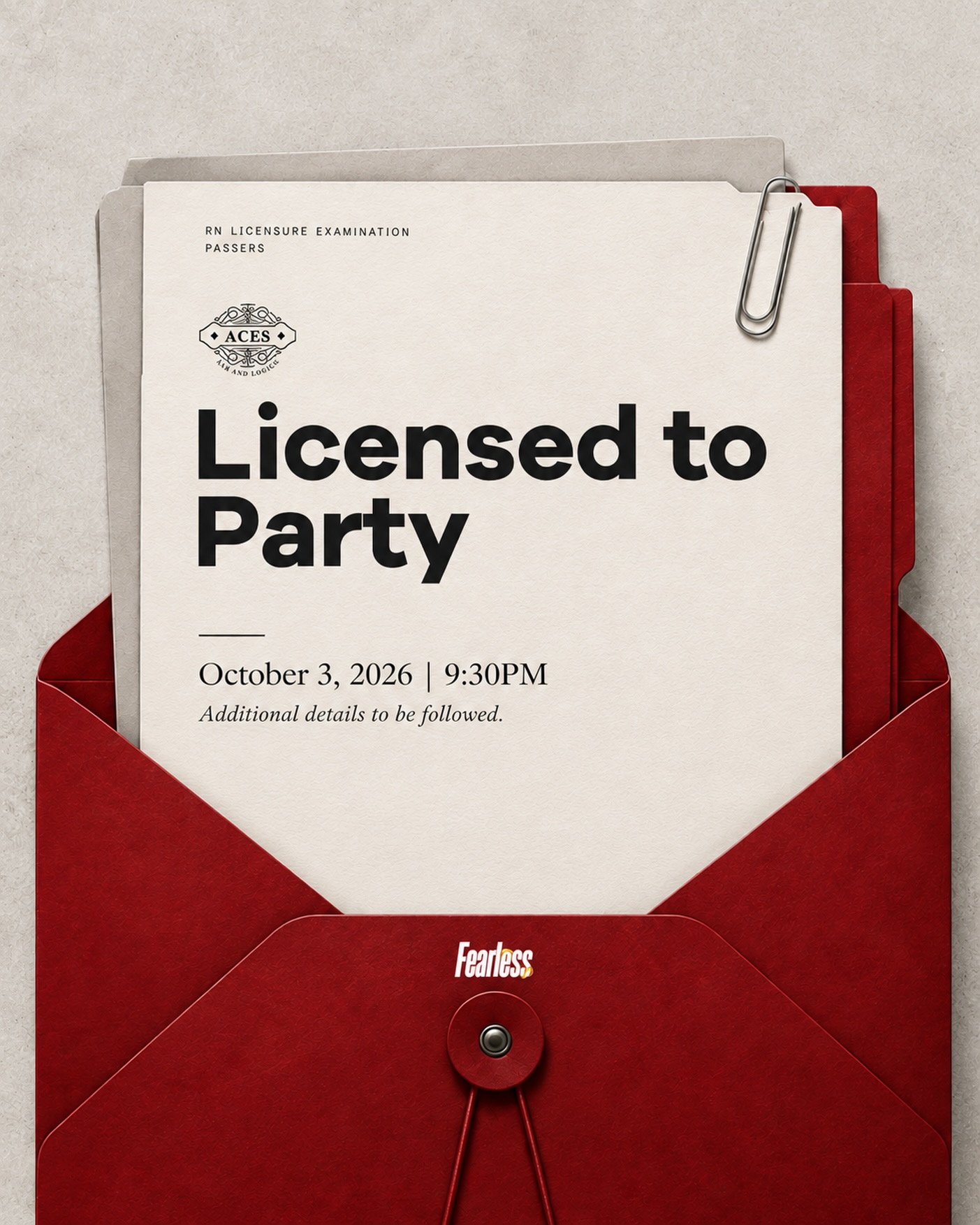 Fearless Licensed to Party Bacolod celebration for RN Licensure Examination passers at ACES Bar and Lounge October 3 2026