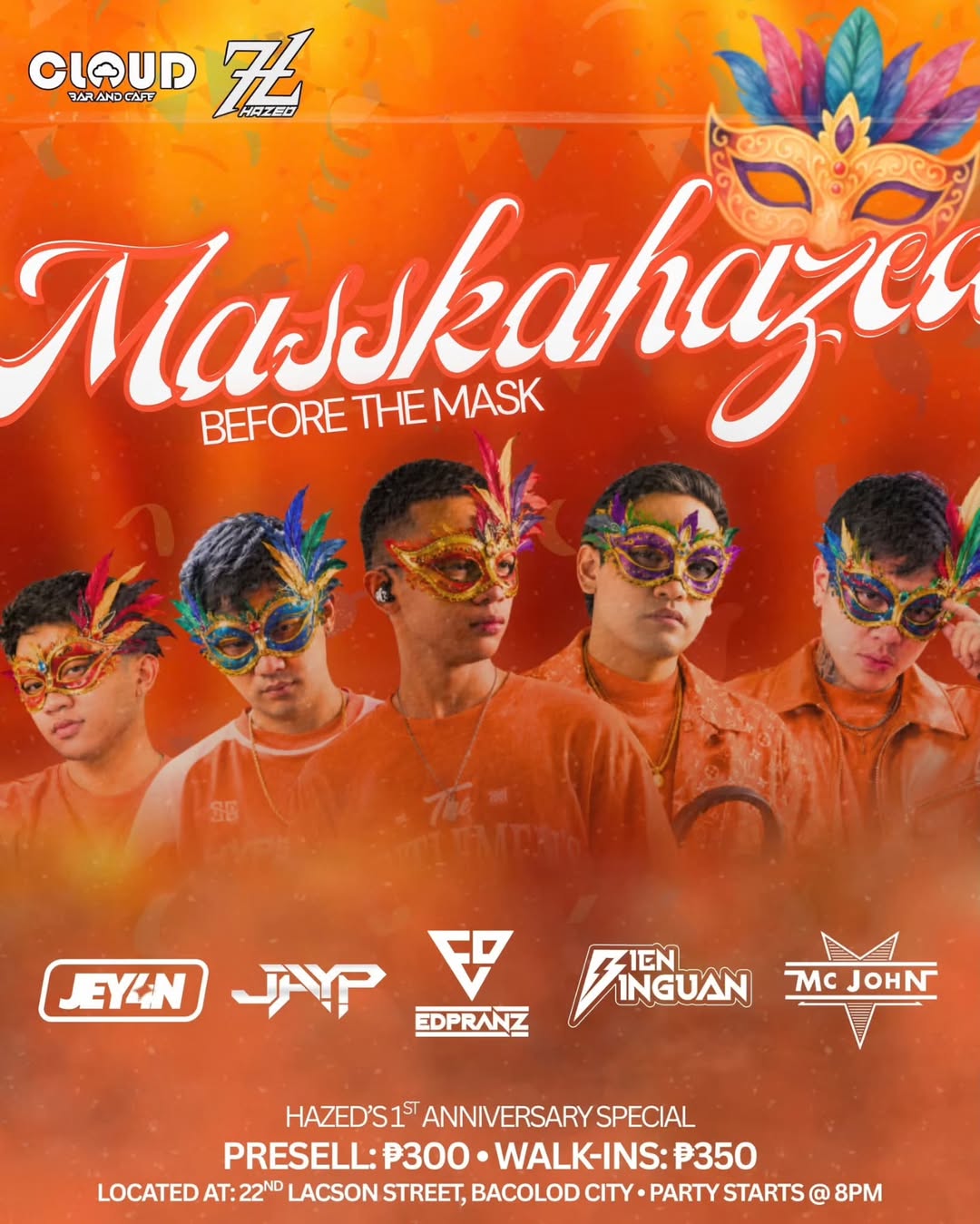 MasskaHazed Bacolod HAZED 1st anniversary at D’Cloud Bar and Cafe October 10 2026 featuring Jeyan Jay-P Edpranz Zien Zinguan and MC John