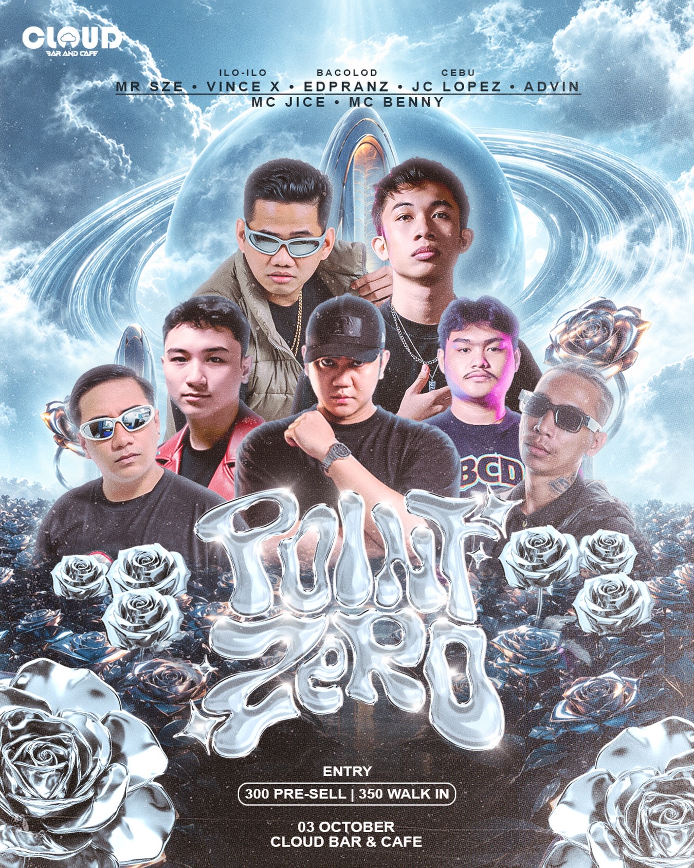 Point Zero Bacolod at Cloud Bar and Cafe October 3 2026 featuring Mr Sze Vince X Edpranz JC Lopez Advin MC Jice and MC Benny