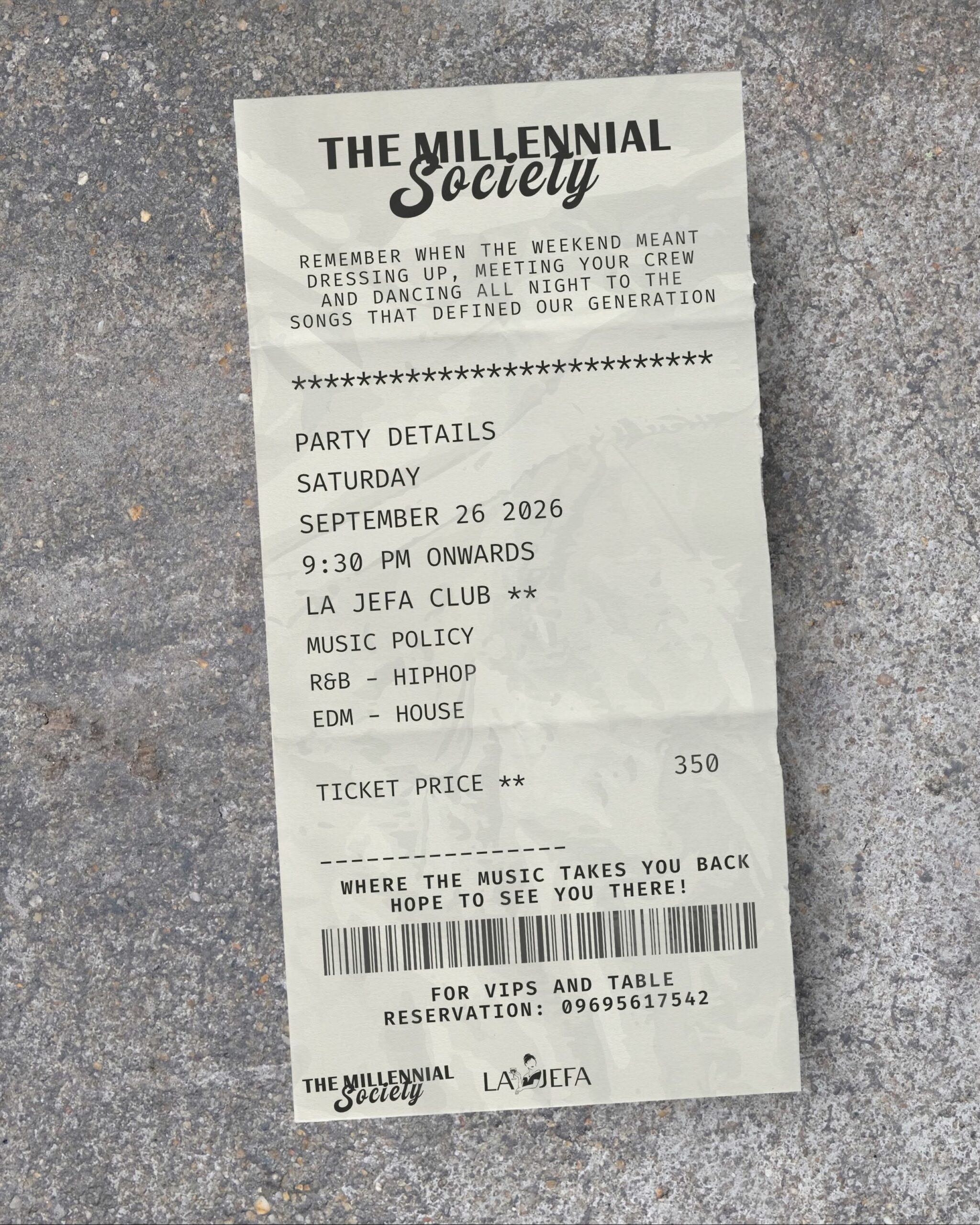 The Millennial Society Bacolod party at La Jefa Club on September 26 2026 featuring R&B Hip-Hop EDM and House