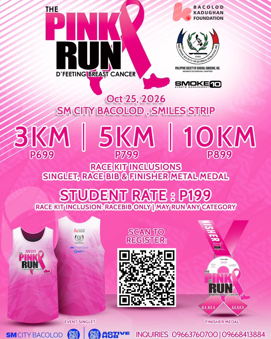 The Pink Run Bacolod 2026 official medal and registration information for October 25 2026