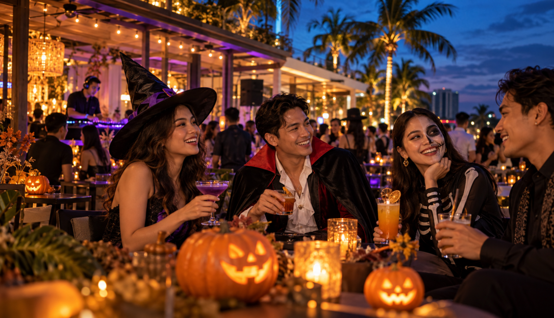 Write a literal description of the image actually used; include Halloween in Bacolod only when accurate