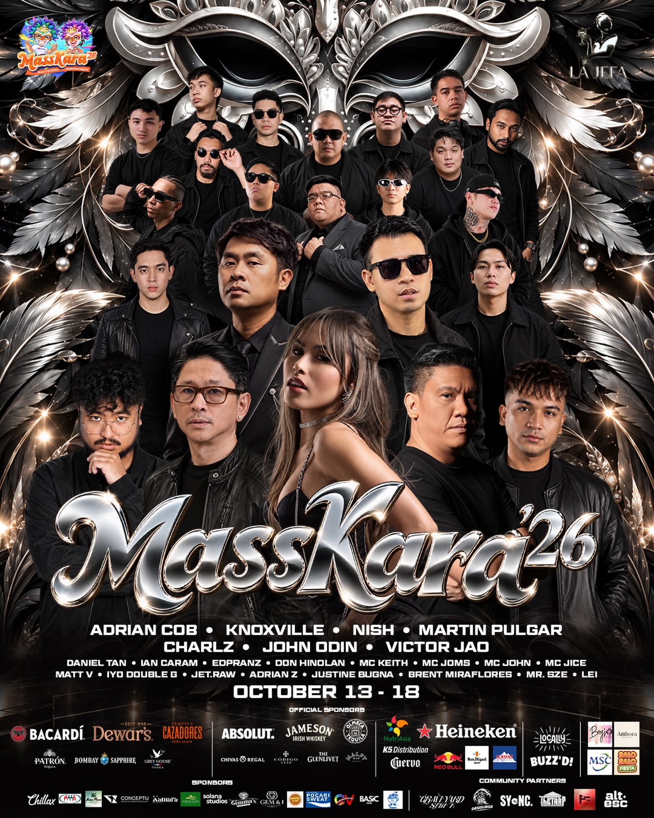 MassKara 2026 at La Jefa Club Bacolod poster featuring guest DJs from Manila Cebu and local Bacolod talents