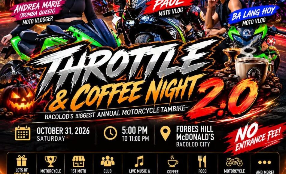 Throttle and Coffee Night 2.0 Bacolod motorcycle event at McDonald’s Forbes Hill October 31 2026