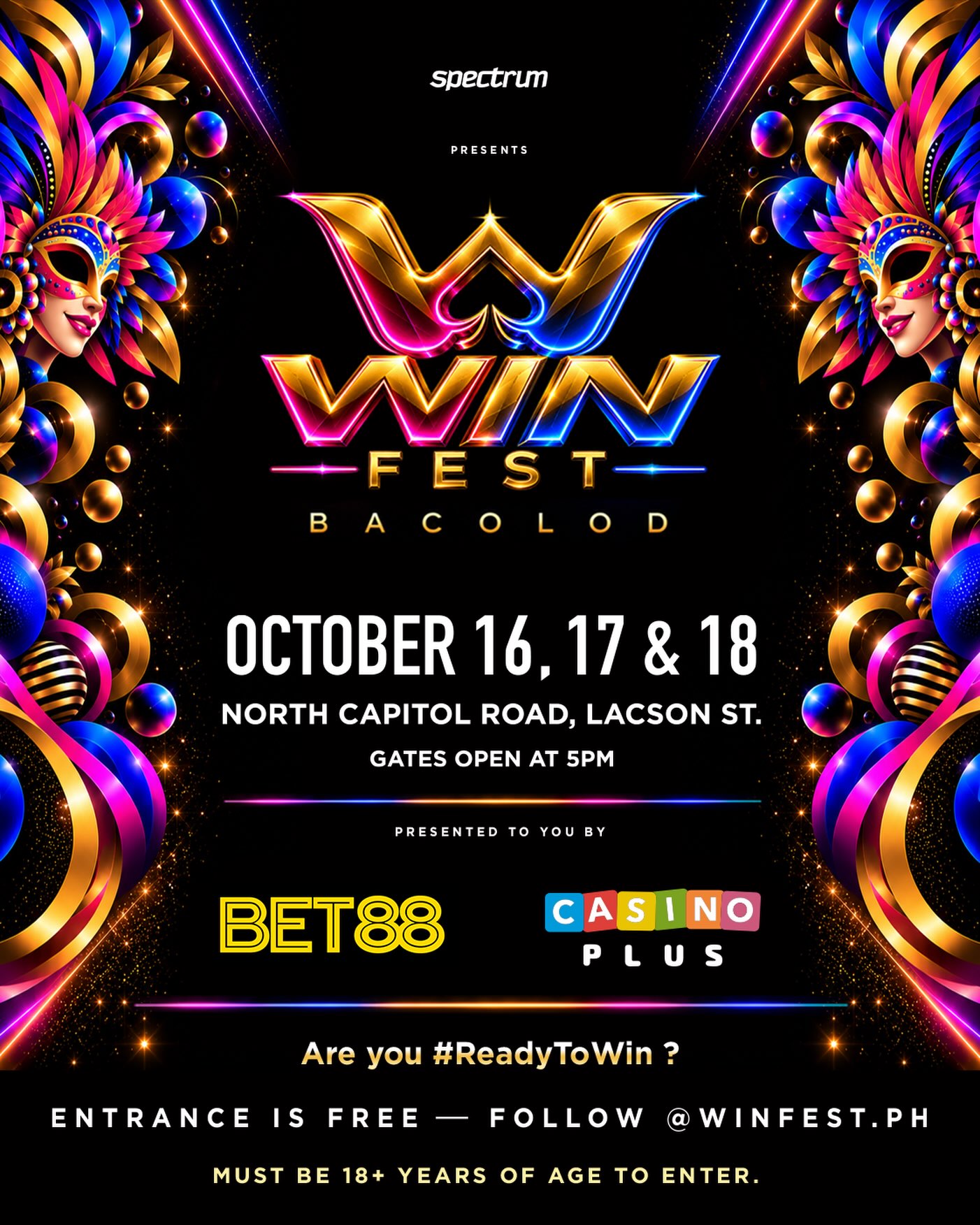 WIN Festival Bacolod 2026 at North Capitol Road October 16 to 18 with free entrance